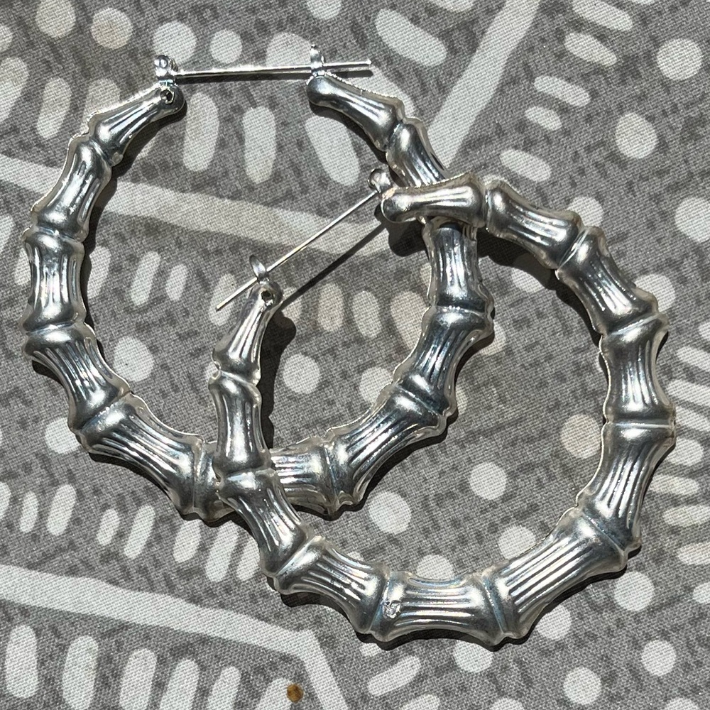 Classic Bamboo 4" Hoop Door Knocker Earrings